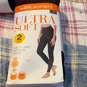 Warner's Black Fleece Lined Footless Tights